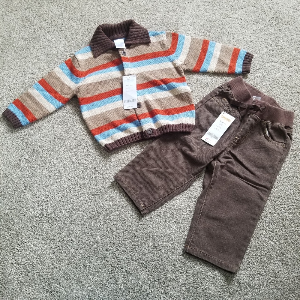 Brand new with tags Gymboree 2 piece outfit 12-18 mo. Sweater cardigan & jeans